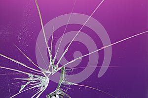 Broken purple glass window