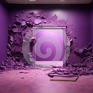Broken Purple Wall Installation: Hyperrealistic Landscapes And Surreal Theatrics