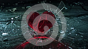 The Broken Red Heart.AI generated image