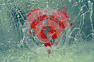 Broken heart in shattered ice..