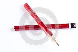Broken red pencil