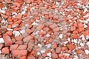 Broken red and white bricks