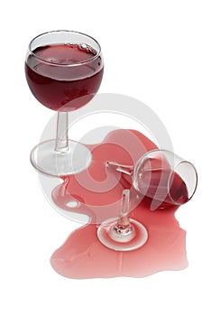 Broken red wine glass four