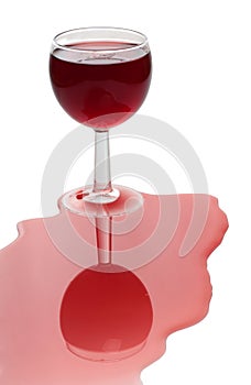 Broken red wine glass