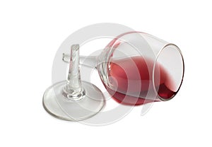 Broken red wine glass two