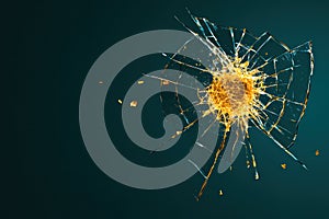 Broken Reflection: Shattered Glass on Dark Background