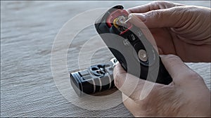 broken remote control, smashed, broken and obsolete television control. technology used, technological waste