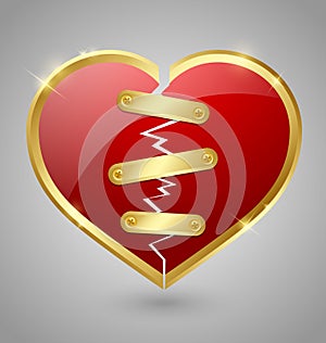 Broken and repaired heart icon photo