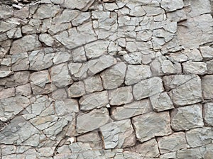 Broken rock in a cliff face