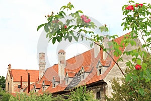 Broken roof of monastery in Cesky Krumlov
