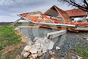 Broken roof after a storm