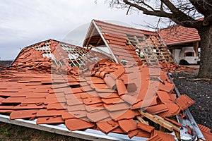 Broken roof after a storm