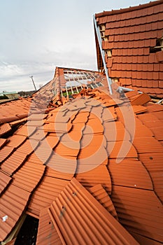 Broken roof after a storm