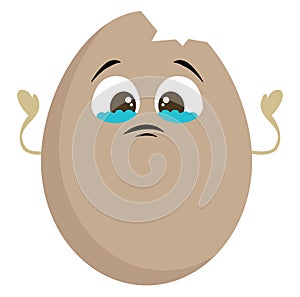 A broken sad egg vector or color illustration