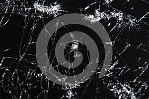 Broken screen mobile smartphone closeup