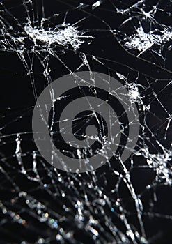 Broken screen mobile smartphone closeup