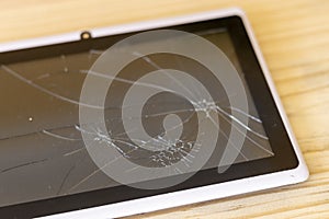 Broken screen of a tablet device