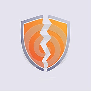 Broken Security Shield Vector Illustration