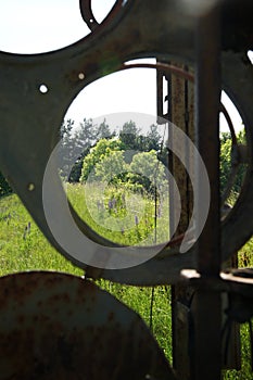 Broken semaphore on unused railway line.