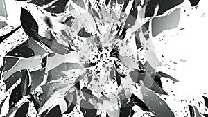 Broken or Shattered glass with motion blur on white