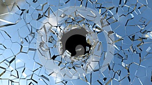 Broken shattered glass pieces isolated