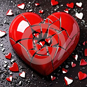 Broken and shattered heart, heartboken with lost love