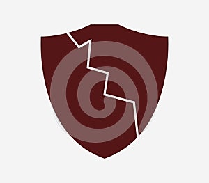 Broken shield icon illustrated