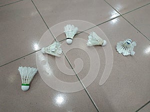 Broken shuttlecock used for badminton