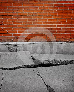 Broken Sidewalk Concrete Dangerous Cracked