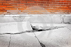 Broken Sidewalk Concrete Dangerous Cracked