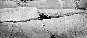 Broken Sidewalk Concrete Dangerous Cracked photo