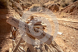 Broken Sign At The End of Upheaval Crater