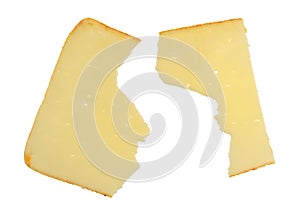 Broken slice of muenster cheese