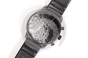 Broken smartwatch isolated on white background