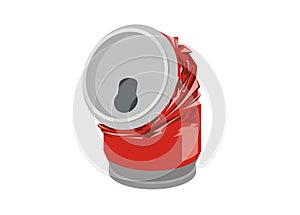 Broken soft drink can. Simple flat illustration