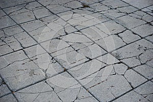 broken square shaped footpath concrete