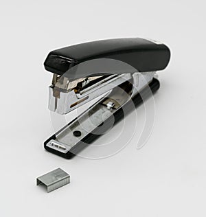 Broken staple isolated on white background