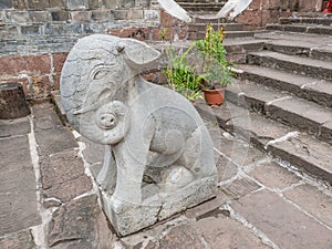 Broken Stone elephant statue in fenghuang old town