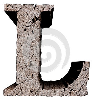 Broken stone grunge font isolated on white background.
