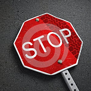 Broken stop sign