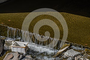 Broken Styrofoam container in stream