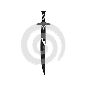 broken sword vector logo icon illustration