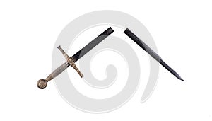 broken sword on a white