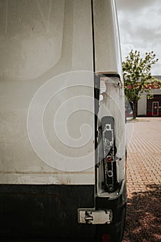 broken taillights of a transport van