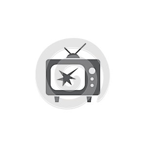 Broken television screen vector icon symbol isolated on white background