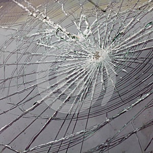 broken tempered glass closeup , background of glass was smashed close up