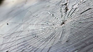 broken tempered glass closeup , background of glass was smashed close up