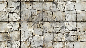 a broken tile with several visible cracks, emphasizing its weathered appearance and damaged texture. SEAMLESS PATTERN