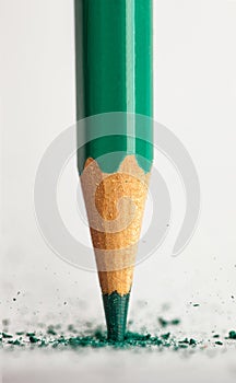 Broken tip of green pencil