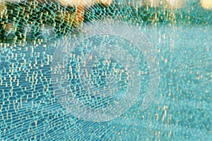 Broken Toughened Glass in office Building. Texture.